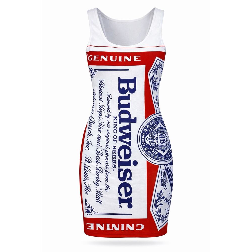 Vintage Carabella Budweiser Tank Dress 1980's Promo BUD GIRL Mini Dress-Rare S